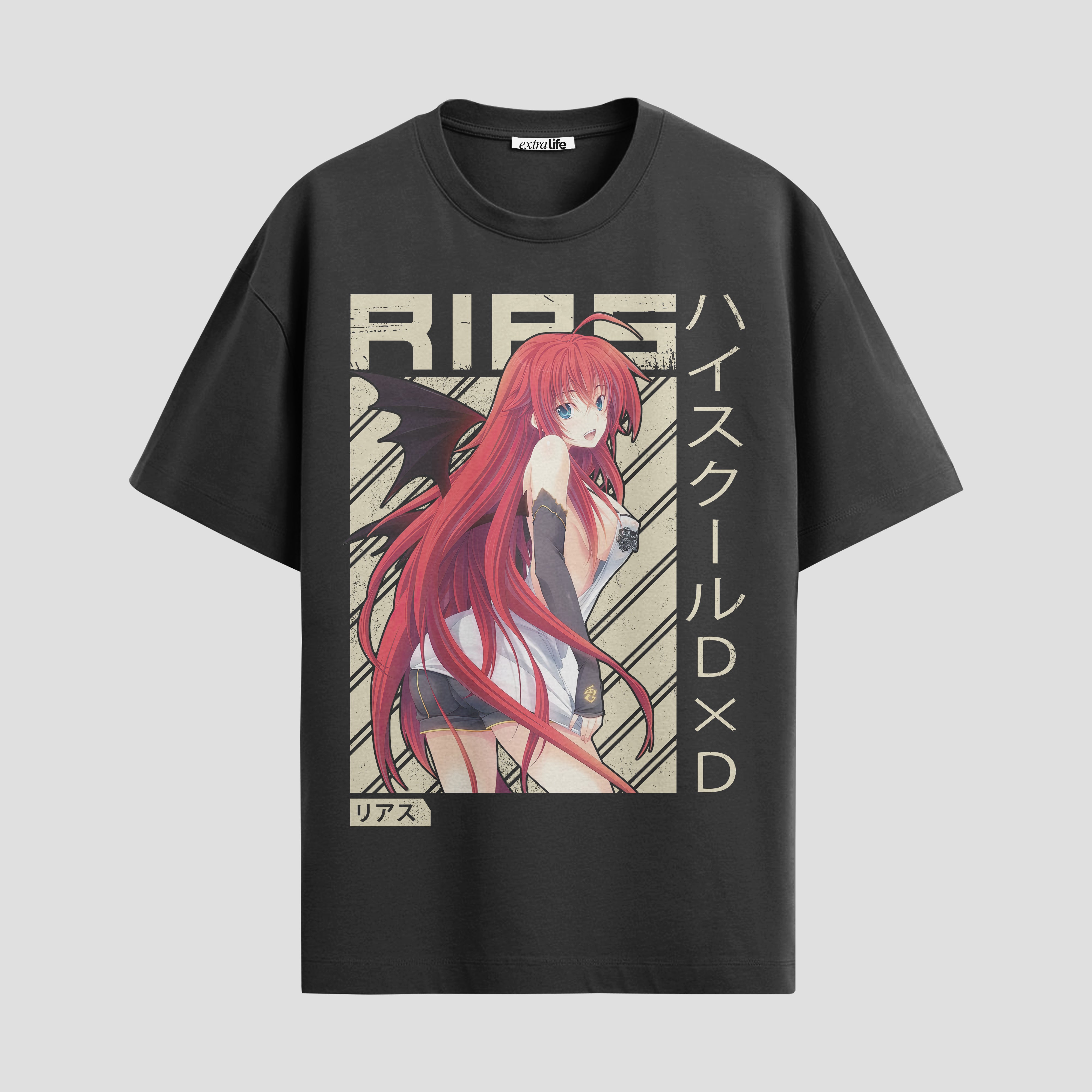 Playera urbana de anime y gaming ExtraLife MX, corte Standard Fit unisex ligero y transpirable en color Deep Black y Pure White, ropa de uso diario para gym y casual.