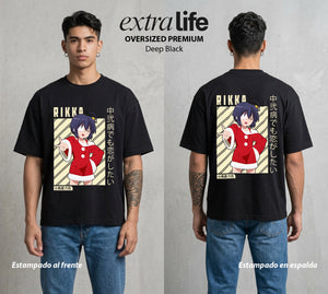 El Ojo del Mal | La Chica del Syndrome #03692 - Playera Oversized Premium | Deep Black - Foto en modelo