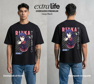 El Ojo del Mal | El Poder del Mal #03695 - Playera Oversized Premium | Deep Black - Foto en modelo