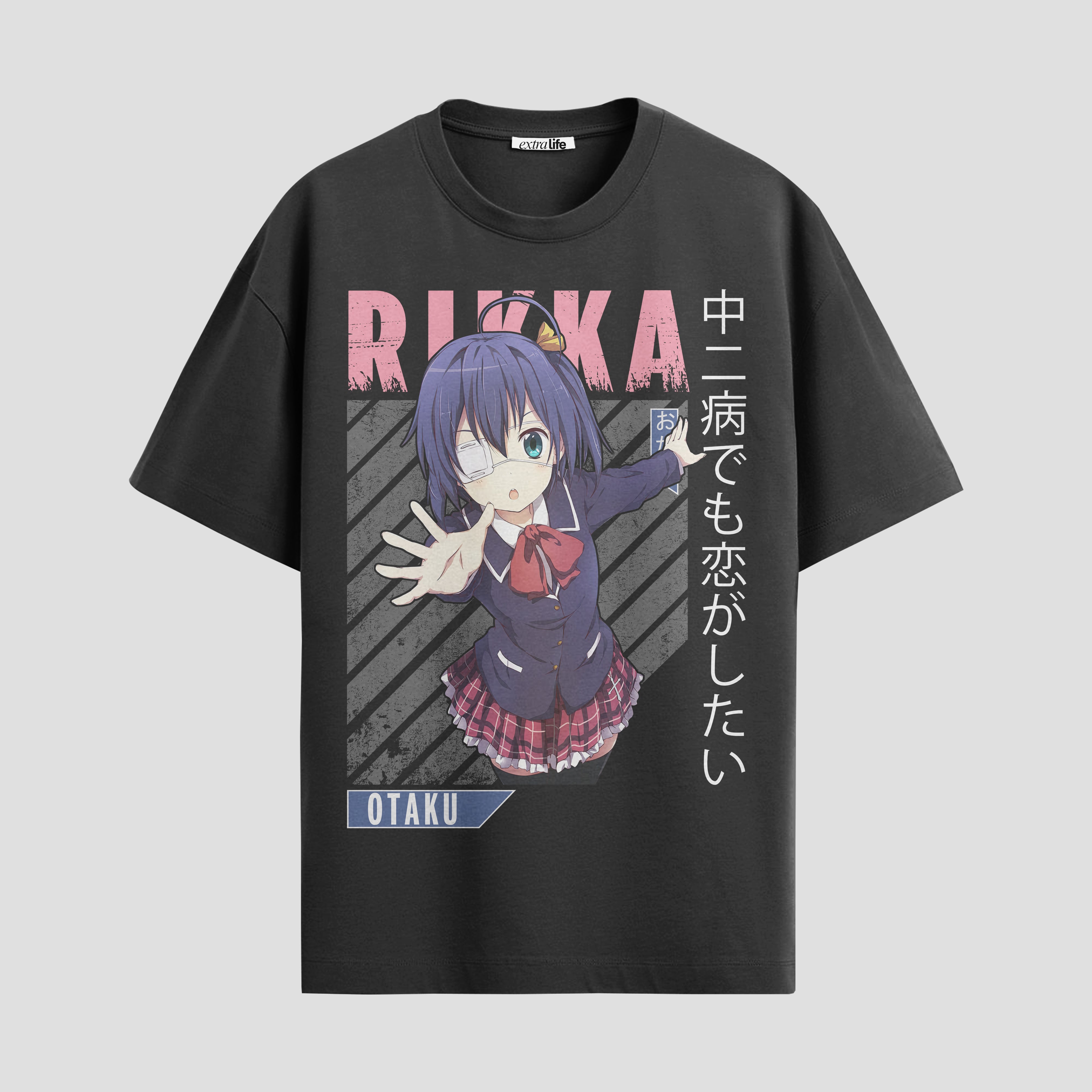 Playera urbana de anime y gaming ExtraLife MX, corte Standard Fit unisex ligero y transpirable en color Deep Black y Pure White, ropa de uso diario para gym y casual.