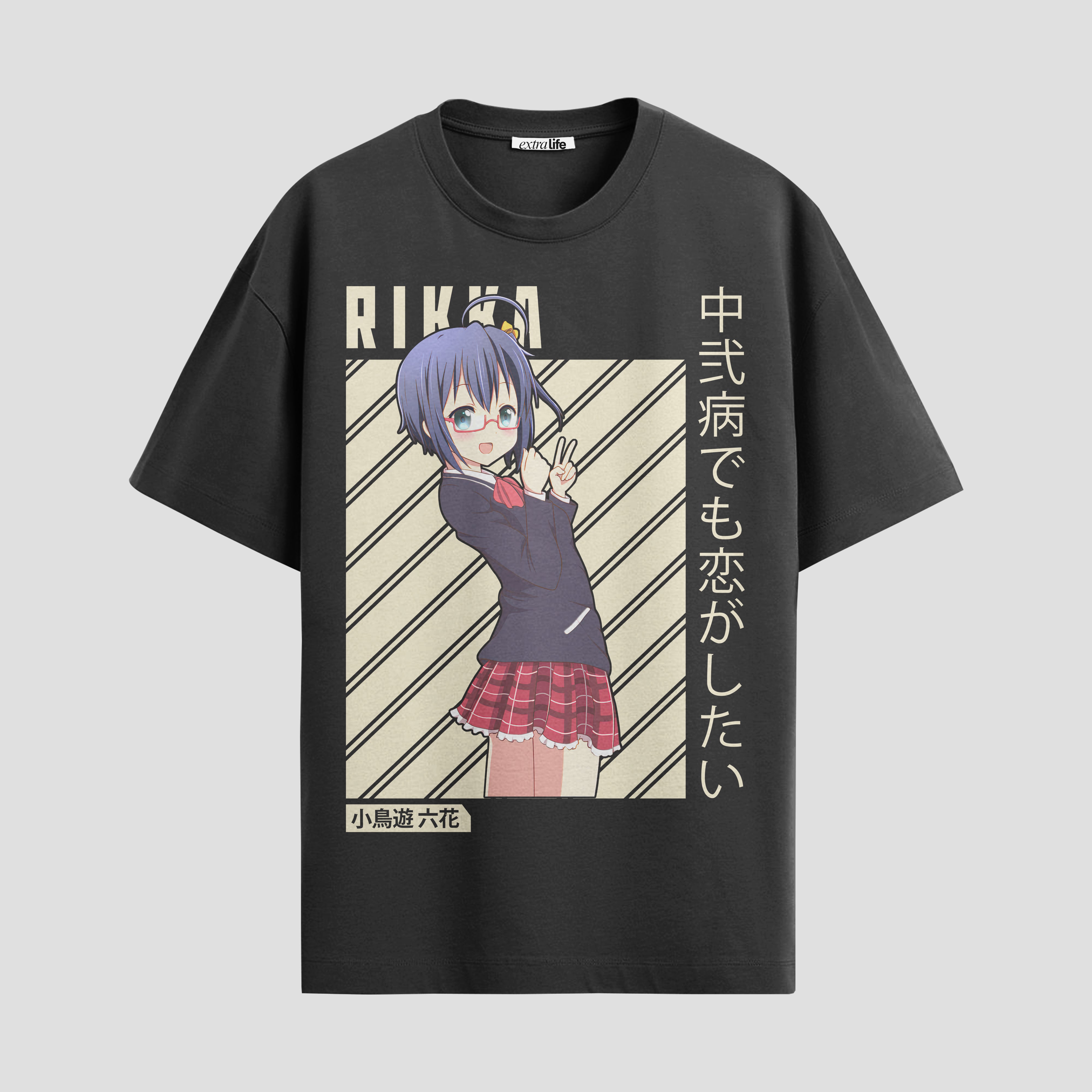 Playera urbana de anime y gaming ExtraLife MX, corte Standard Fit unisex ligero y transpirable en color Deep Black y Pure White, ropa de uso diario para gym y casual.