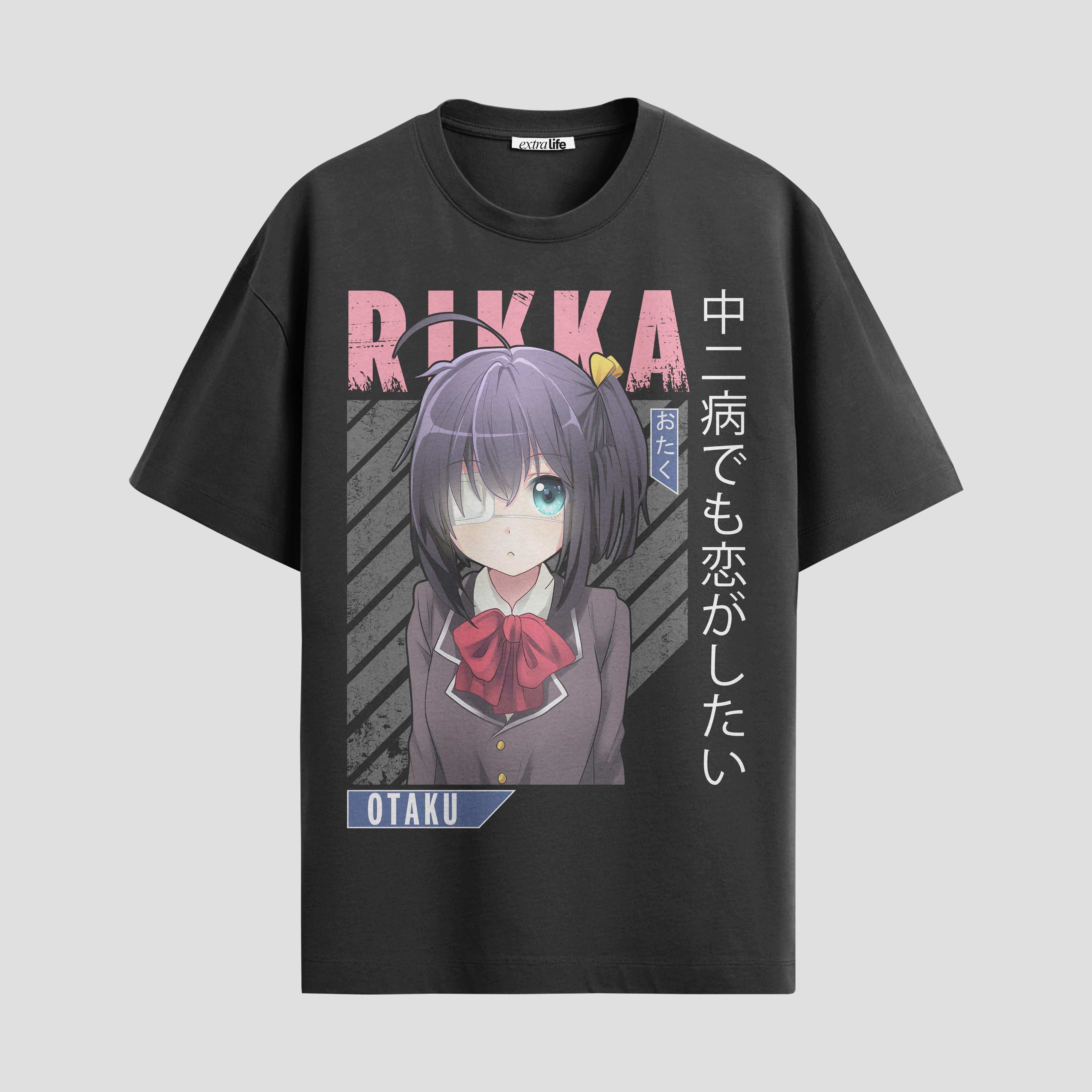 Playera urbana de anime y gaming ExtraLife MX, corte Standard Fit unisex ligero y transpirable en color Deep Black y Pure White, ropa de uso diario para gym y casual.