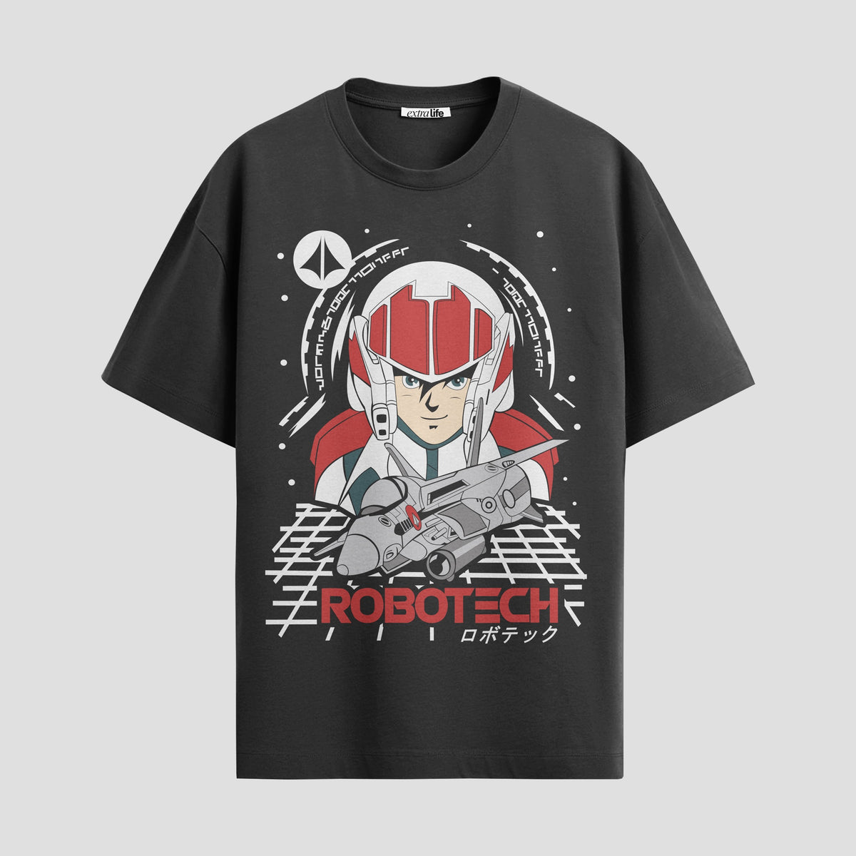 Playera urbana de anime y gaming ExtraLife MX, corte Classic Premium unisex ligero y transpirable en color Deep Black y Pure White, ropa de uso diario para gym y casual.