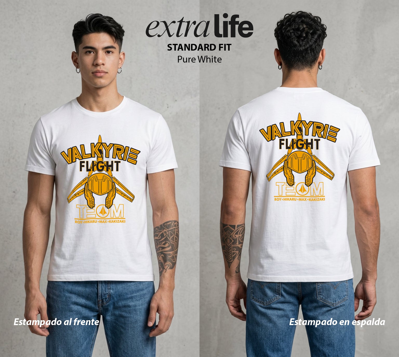 La Cancion del Cosmos | El Vuelo del Valkyrie #03709 - Playera Standard Fit | Pure White - Foto en modelo