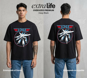 La Cancion del Cosmos | El Valk del Bien #03710 - Playera Oversized Premium | Deep Black - Foto en modelo