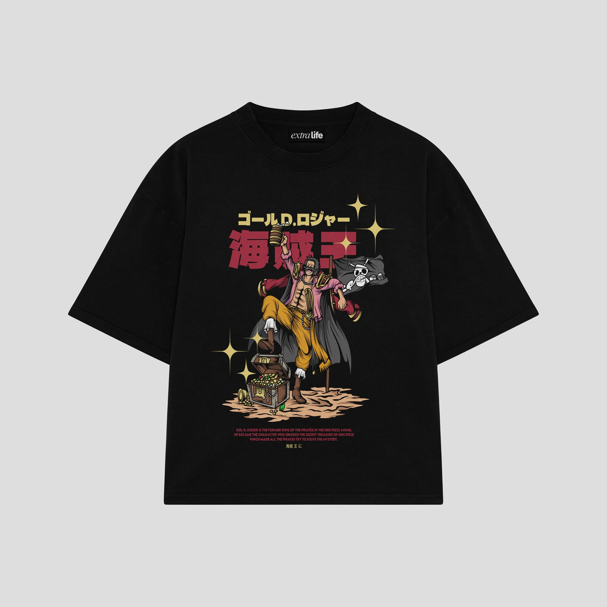 Playera streetwear premium de anime y gaming ExtraLife MX, corte oversized drop shoulder ligero y fresco en color Deep Black y Off-White, moda urbana mexicana de culto.