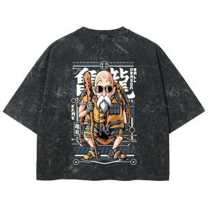 Playera streetwear premium de anime y gaming ExtraLife MX, corte boxy deluxe mineral wash heavyweight en color Acid Wash, moda urbana mexicana de culto.