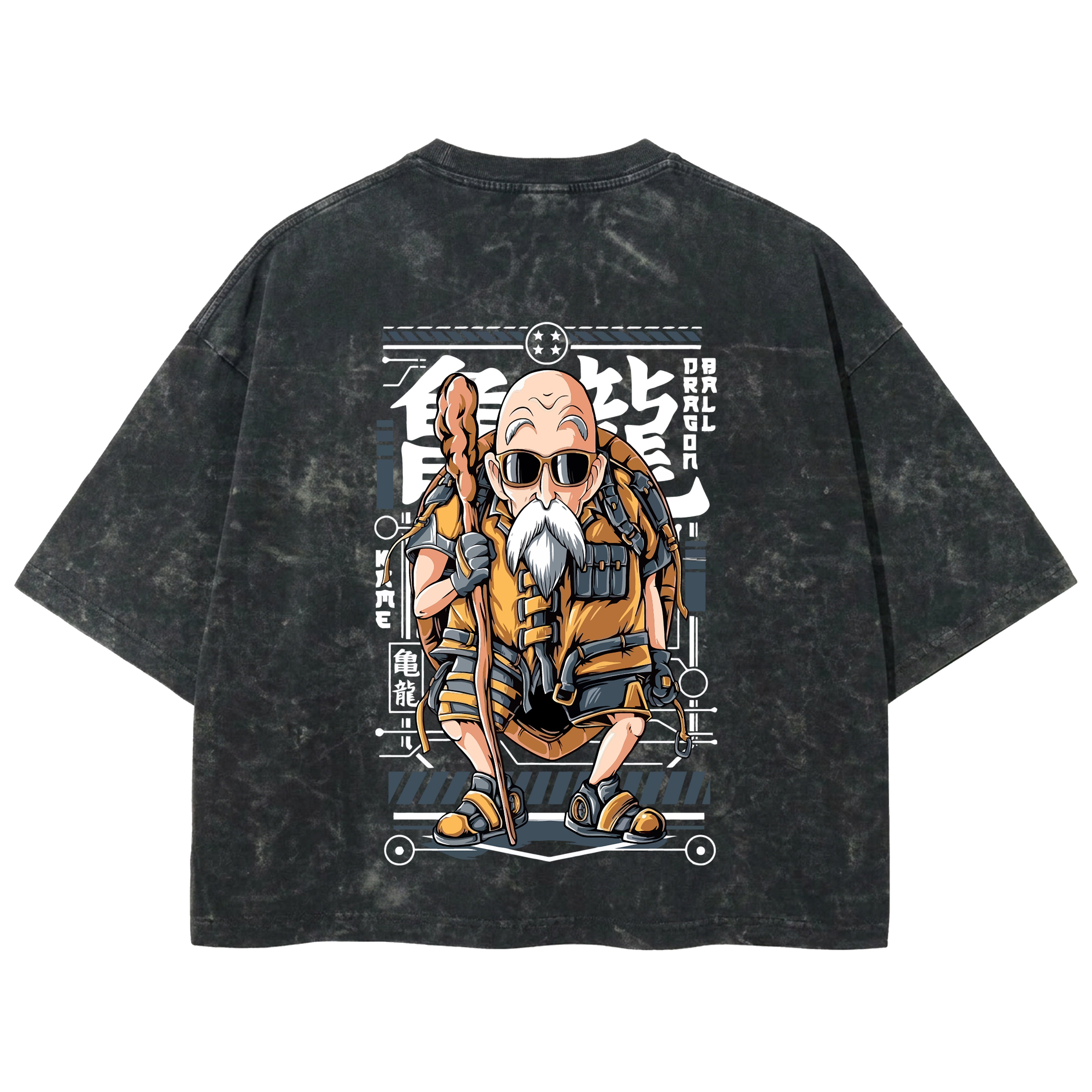 Playera streetwear premium de anime y gaming ExtraLife MX, corte boxy deluxe mineral wash heavyweight en color Acid Wash, moda urbana mexicana de culto.