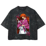 Playera streetwear premium de anime y gaming ExtraLife MX, corte boxy deluxe mineral wash heavyweight en color Acid Wash, moda urbana mexicana de culto.