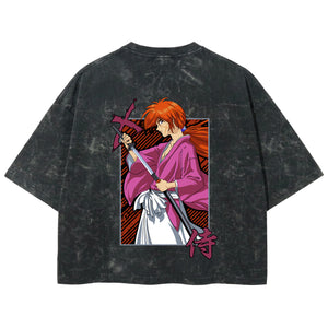 Playera streetwear premium de anime y gaming ExtraLife MX, corte boxy deluxe mineral wash heavyweight en color Acid Wash, moda urbana mexicana de culto.