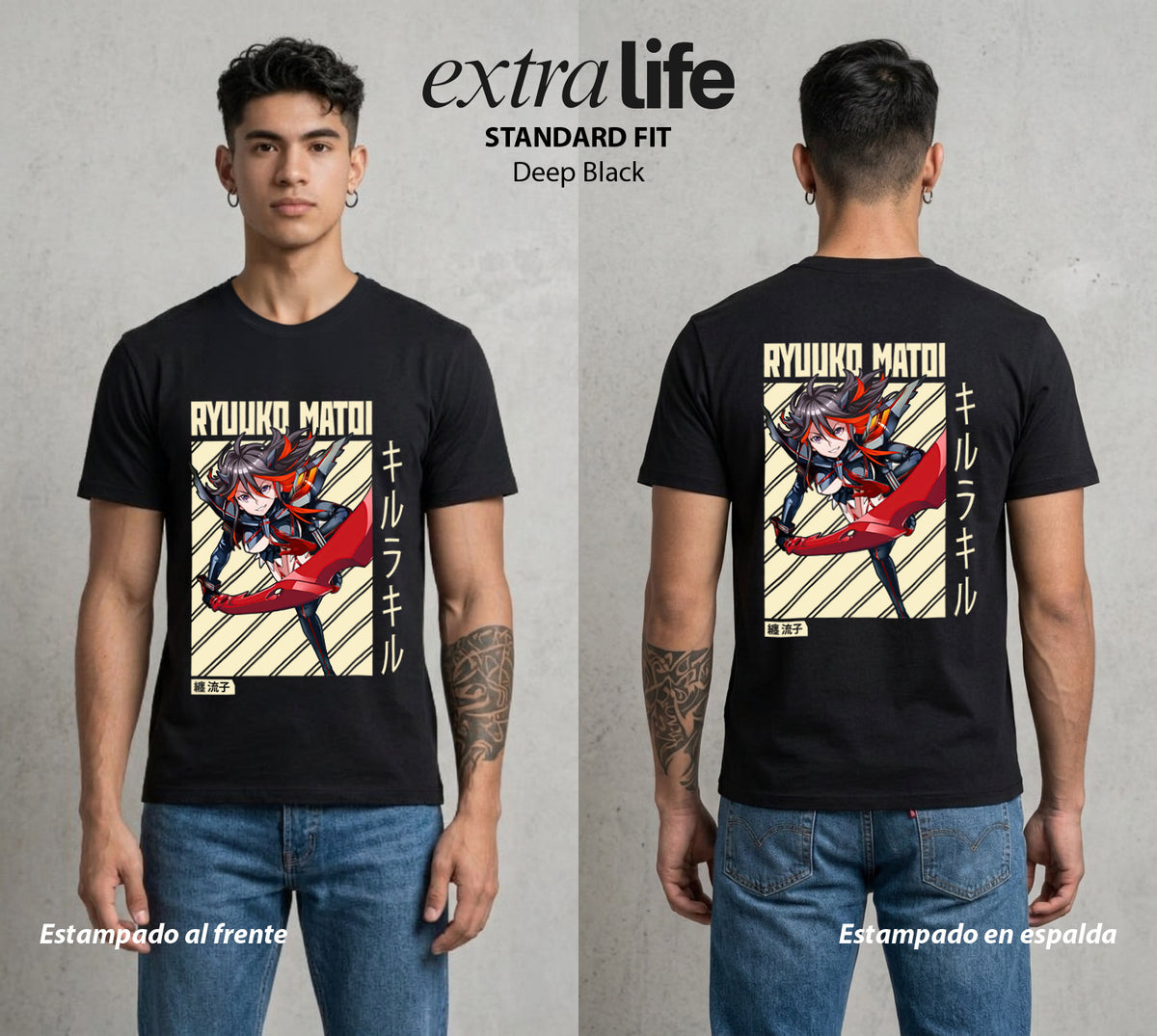 Las Agujas del Destino | La Tijera del Bien #03716 - Playera Classic Premium | Deep Black - Foto en modelo