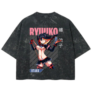 Playera streetwear premium de anime y gaming ExtraLife MX, corte boxy deluxe mineral wash heavyweight en color Acid Wash, moda urbana mexicana de culto.