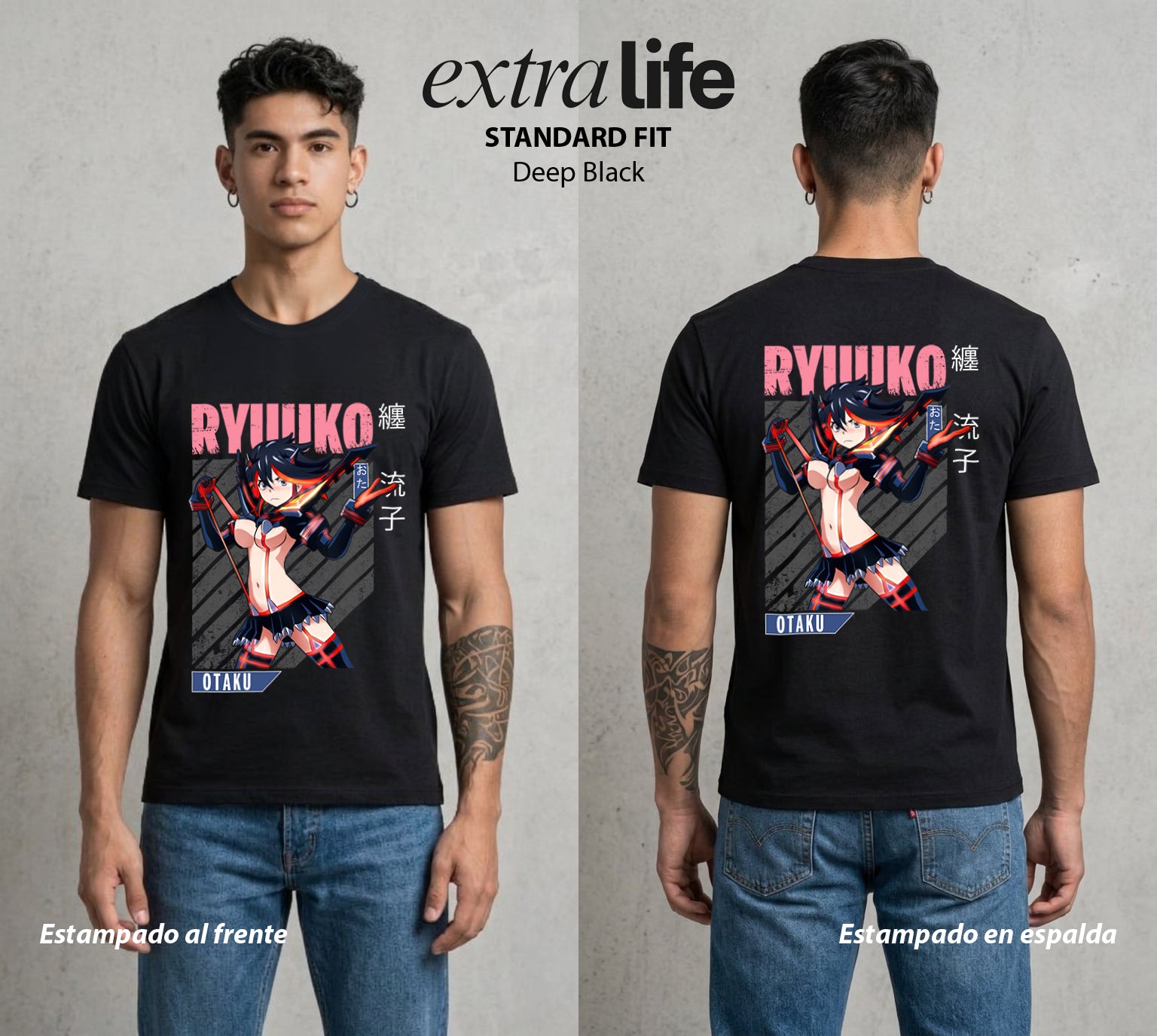 Las Agujas del Destino | El Kamui del Bien #03719 - Playera Standard Fit | Deep Black - Foto en modelo
