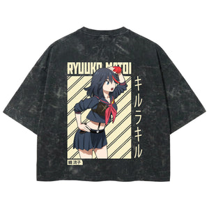 Playera streetwear premium de anime y gaming ExtraLife MX, corte boxy deluxe mineral wash heavyweight en color Acid Wash, moda urbana mexicana de culto.