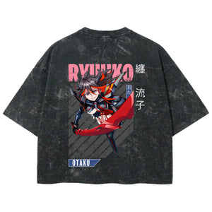 Playera streetwear premium de anime y gaming ExtraLife MX, corte boxy deluxe mineral wash heavyweight en color Acid Wash, moda urbana mexicana de culto.