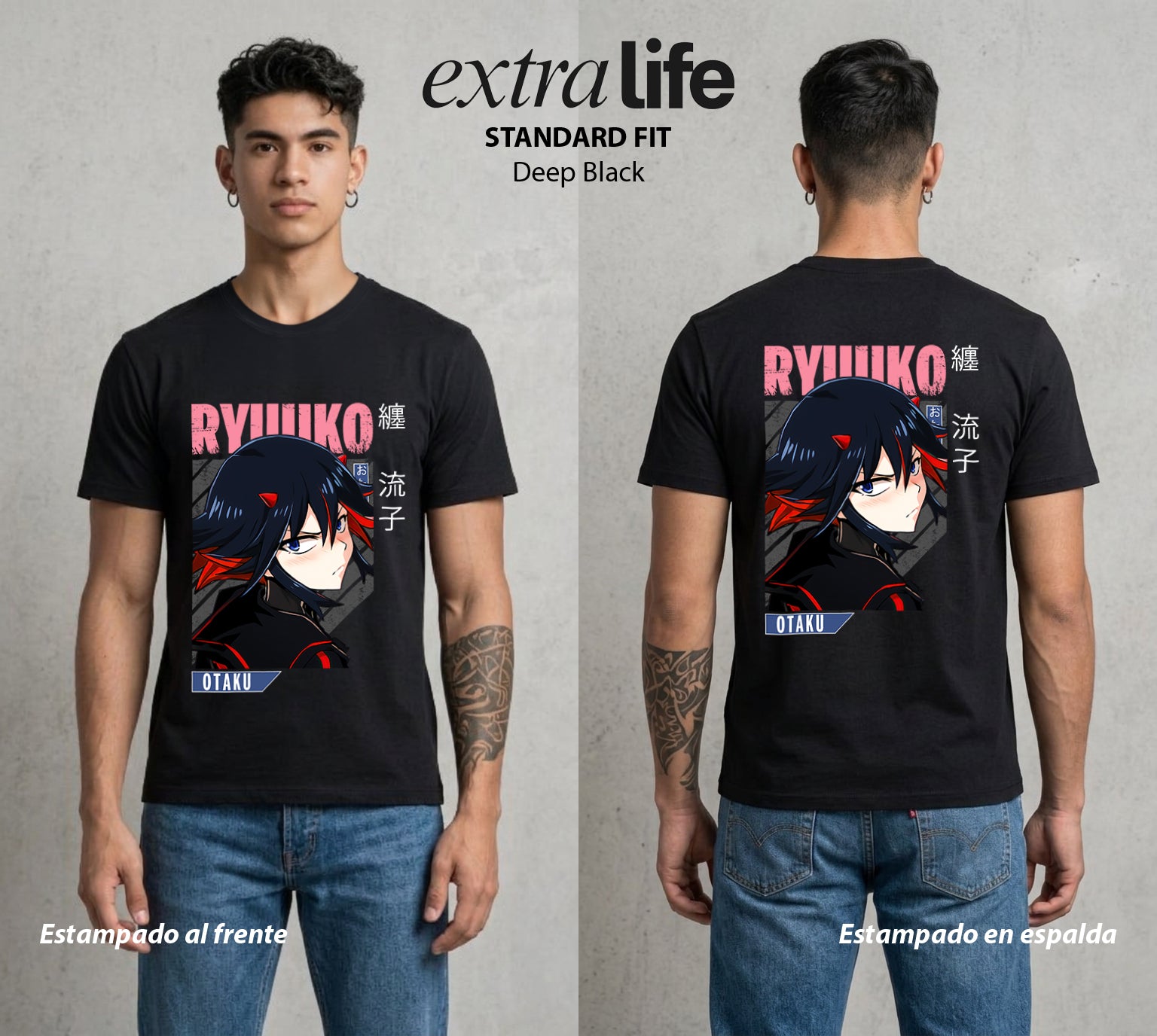Las Agujas del Destino | La Uniforme del Poder #03722 - Playera Standard Fit | Deep Black - Foto en modelo