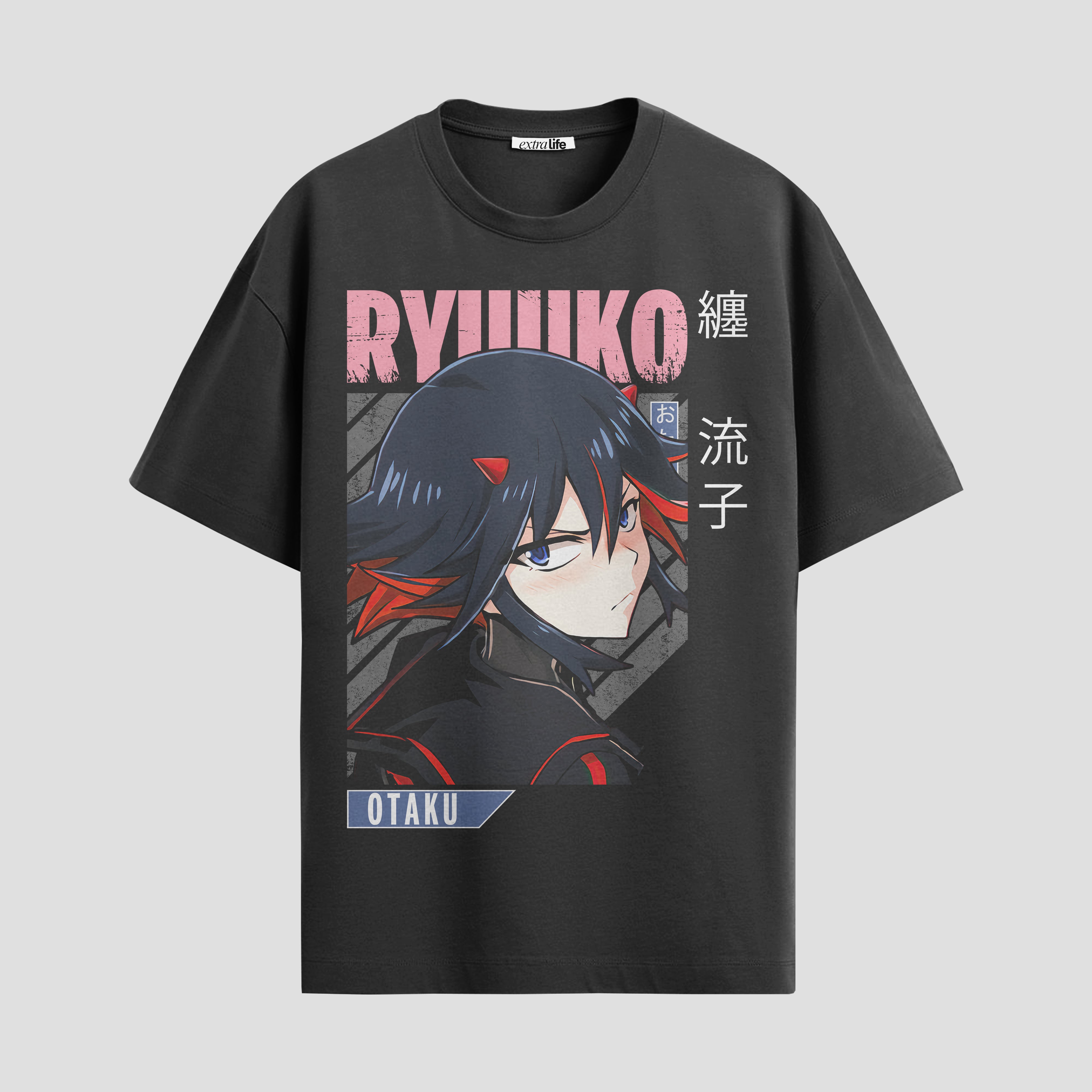 Playera urbana de anime y gaming ExtraLife MX, corte Standard Fit unisex ligero y transpirable en color Deep Black y Pure White, ropa de uso diario para gym y casual.