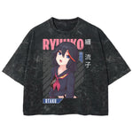 Playera streetwear premium de anime y gaming ExtraLife MX, corte boxy deluxe mineral wash heavyweight en color Acid Wash, moda urbana mexicana de culto.
