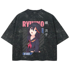 Playera streetwear premium de anime y gaming ExtraLife MX, corte boxy deluxe mineral wash heavyweight en color Acid Wash, moda urbana mexicana de culto.