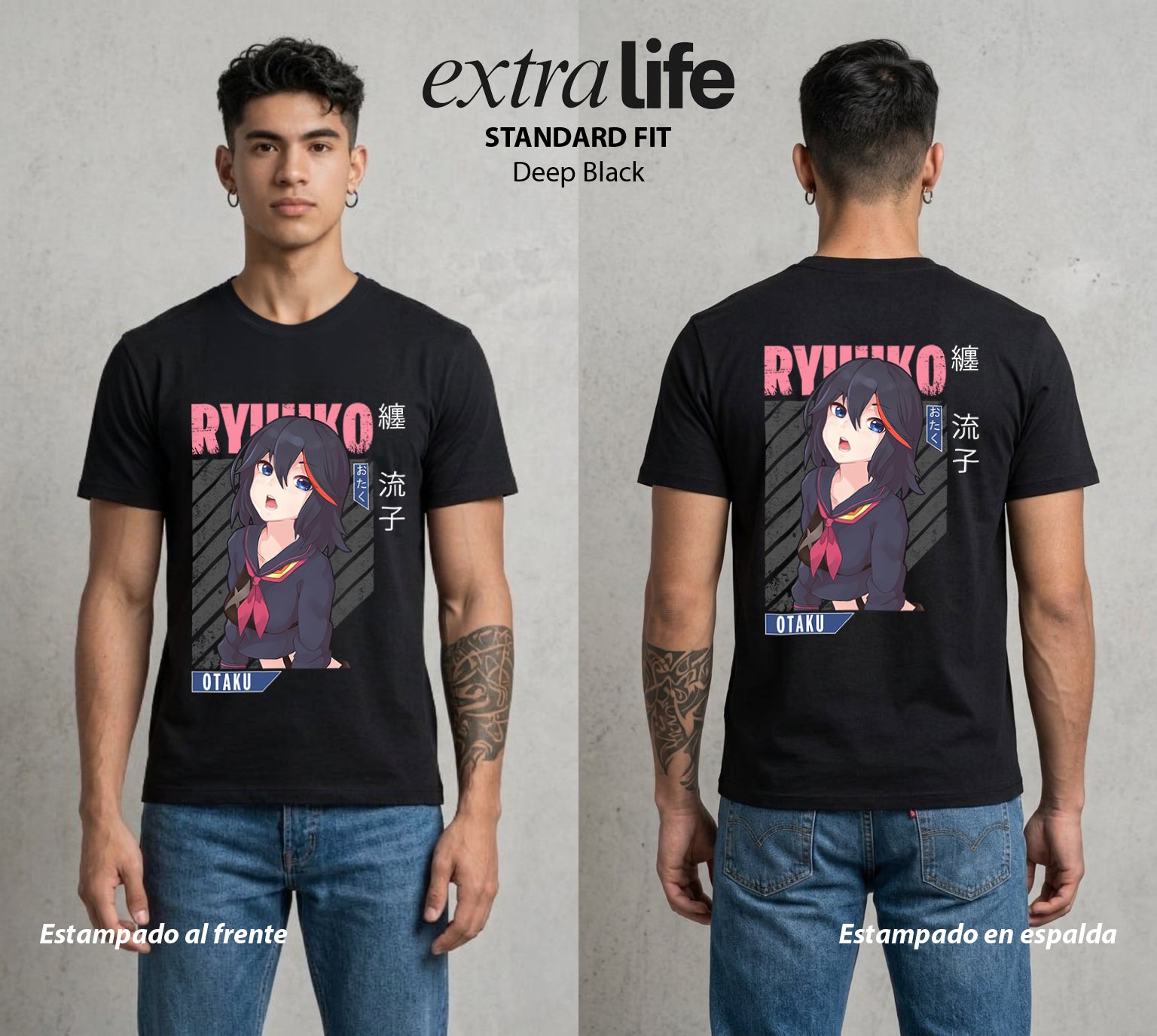 Las Agujas del Destino | El Kamui del Bien #03723 - Playera Standard Fit | Deep Black - Foto en modelo