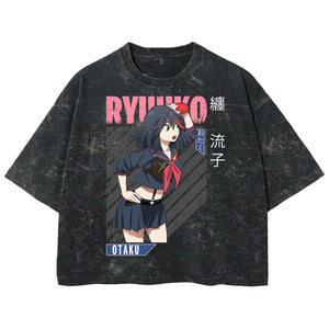 Playera streetwear premium de anime y gaming ExtraLife MX, corte boxy deluxe mineral wash heavyweight en color Acid Wash, moda urbana mexicana de culto.