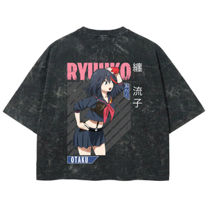 Playera streetwear premium de anime y gaming ExtraLife MX, corte boxy deluxe mineral wash heavyweight en color Acid Wash, moda urbana mexicana de culto.