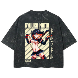 Playera streetwear premium de anime y gaming ExtraLife MX, corte boxy deluxe mineral wash heavyweight en color Acid Wash, moda urbana mexicana de culto.