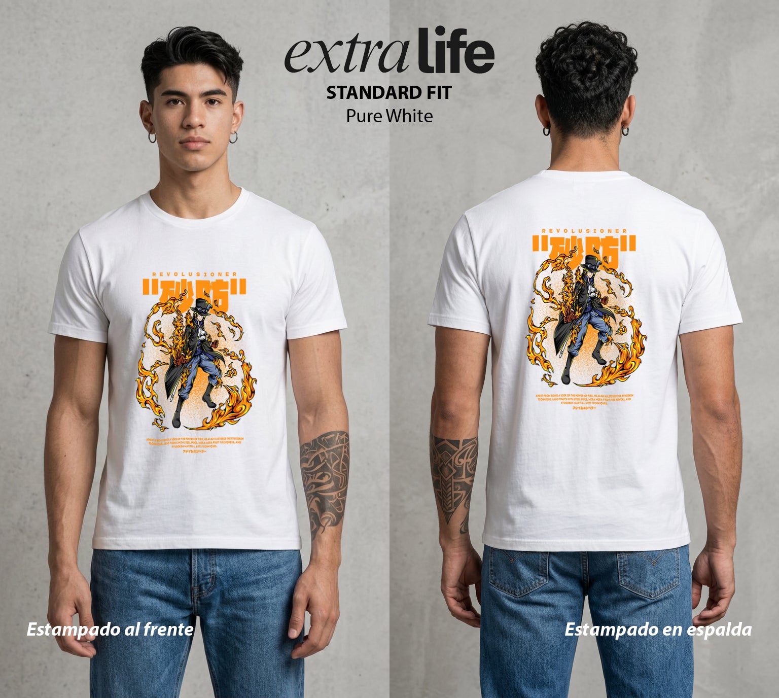 Mar de los Piratas | El Hermano del Fuego #03727 - Playera Standard Fit | Pure White - Foto en modelo