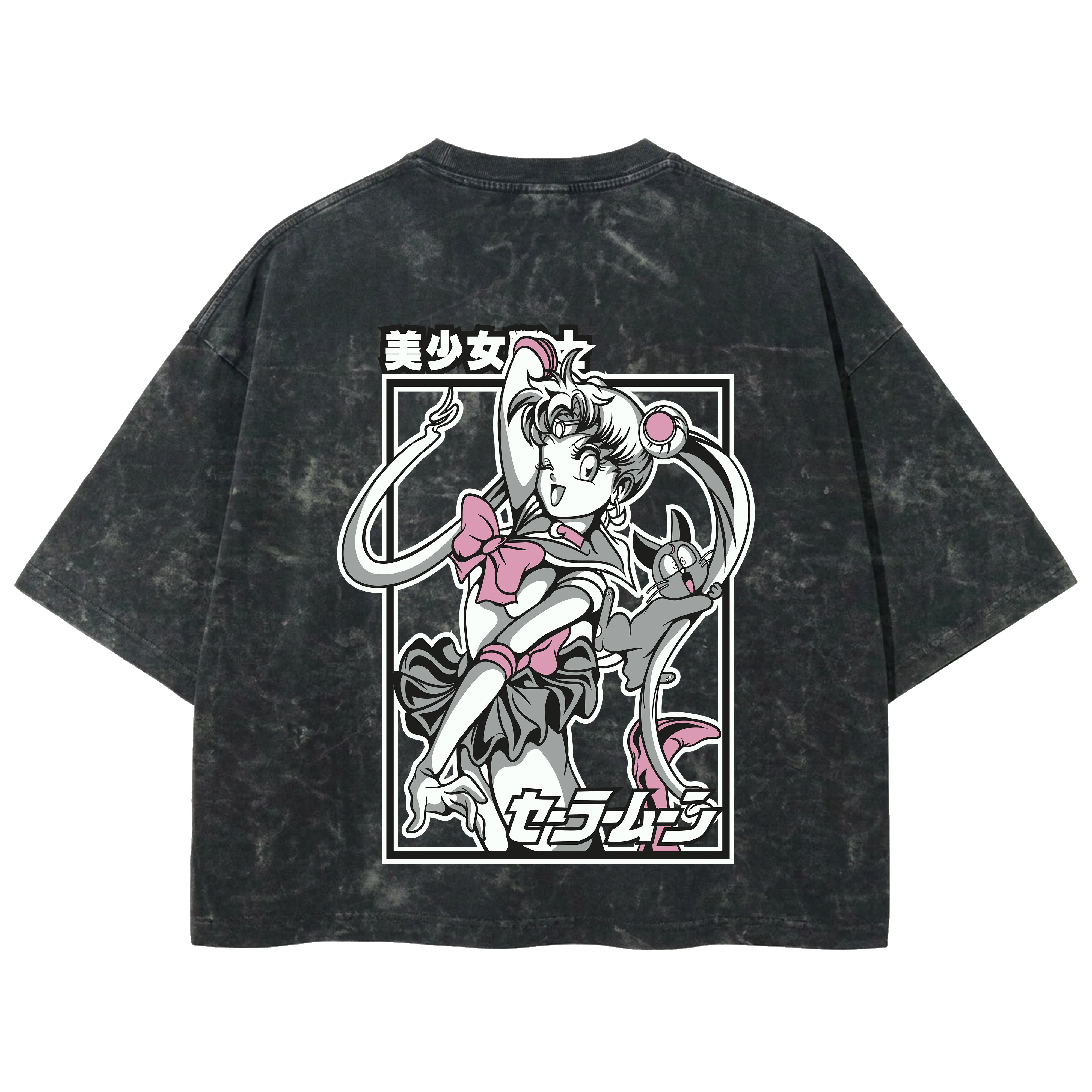 Playera streetwear premium de anime y gaming ExtraLife MX, corte boxy deluxe mineral wash heavyweight en color Acid Wash, moda urbana mexicana de culto.