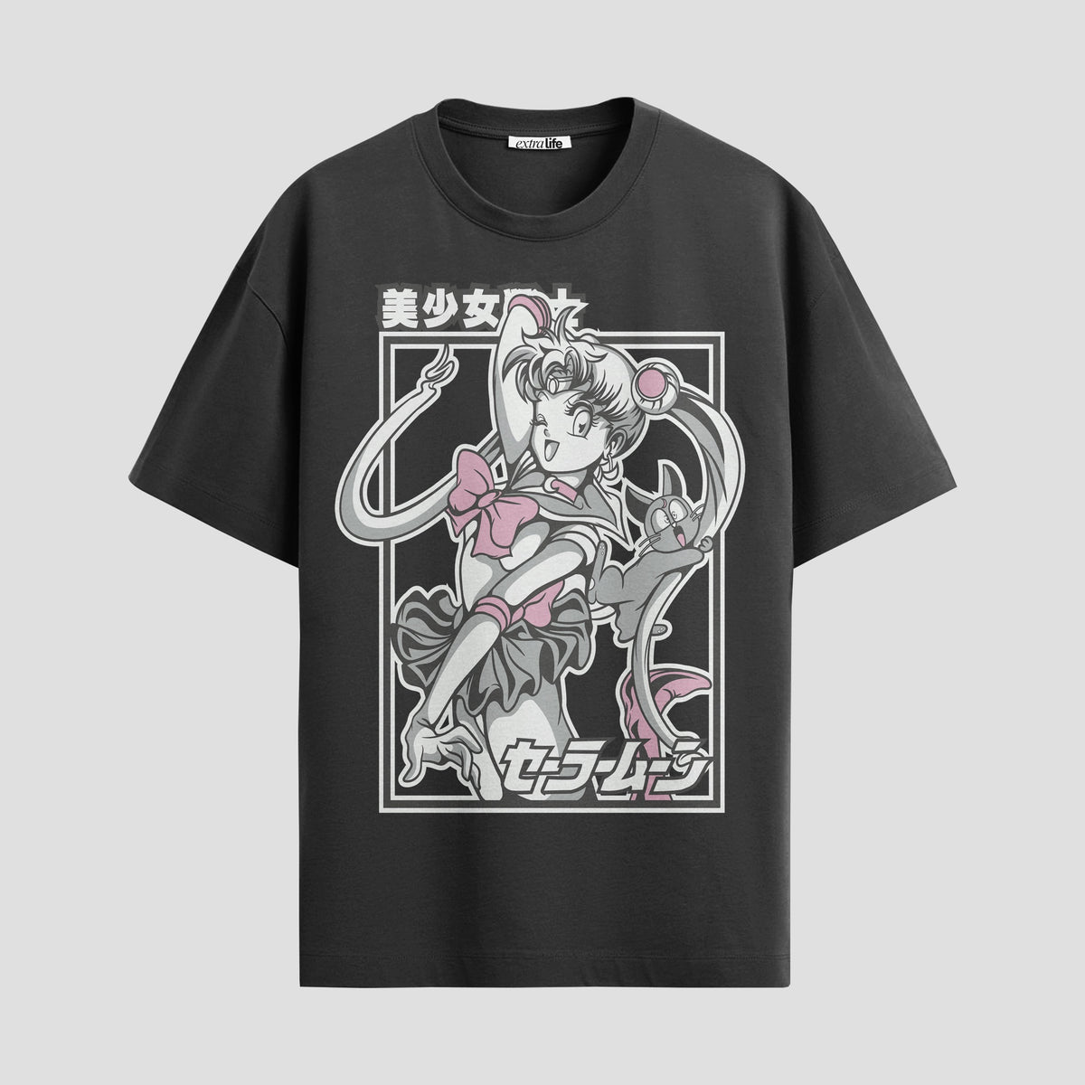 Playera urbana de anime y gaming ExtraLife MX, corte Classic Premium unisex ligero y transpirable en color Deep Black y Pure White, ropa de uso diario para gym y casual.