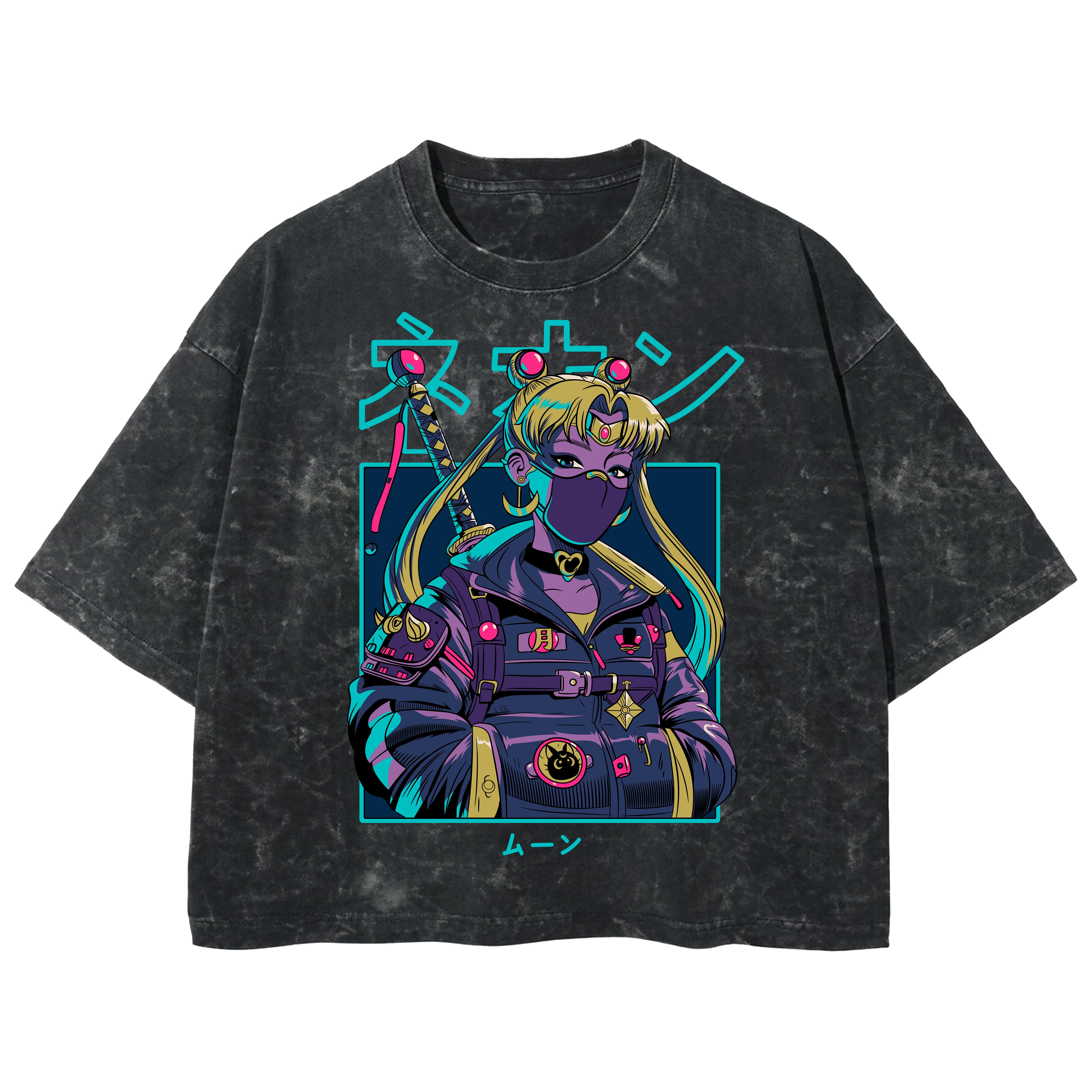 Playera streetwear premium de anime y gaming ExtraLife MX, corte boxy deluxe mineral wash heavyweight en color Acid Wash, moda urbana mexicana de culto.