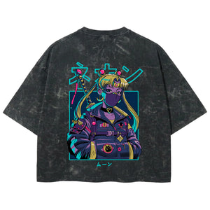 Playera streetwear premium de anime y gaming ExtraLife MX, corte boxy deluxe mineral wash heavyweight en color Acid Wash, moda urbana mexicana de culto.