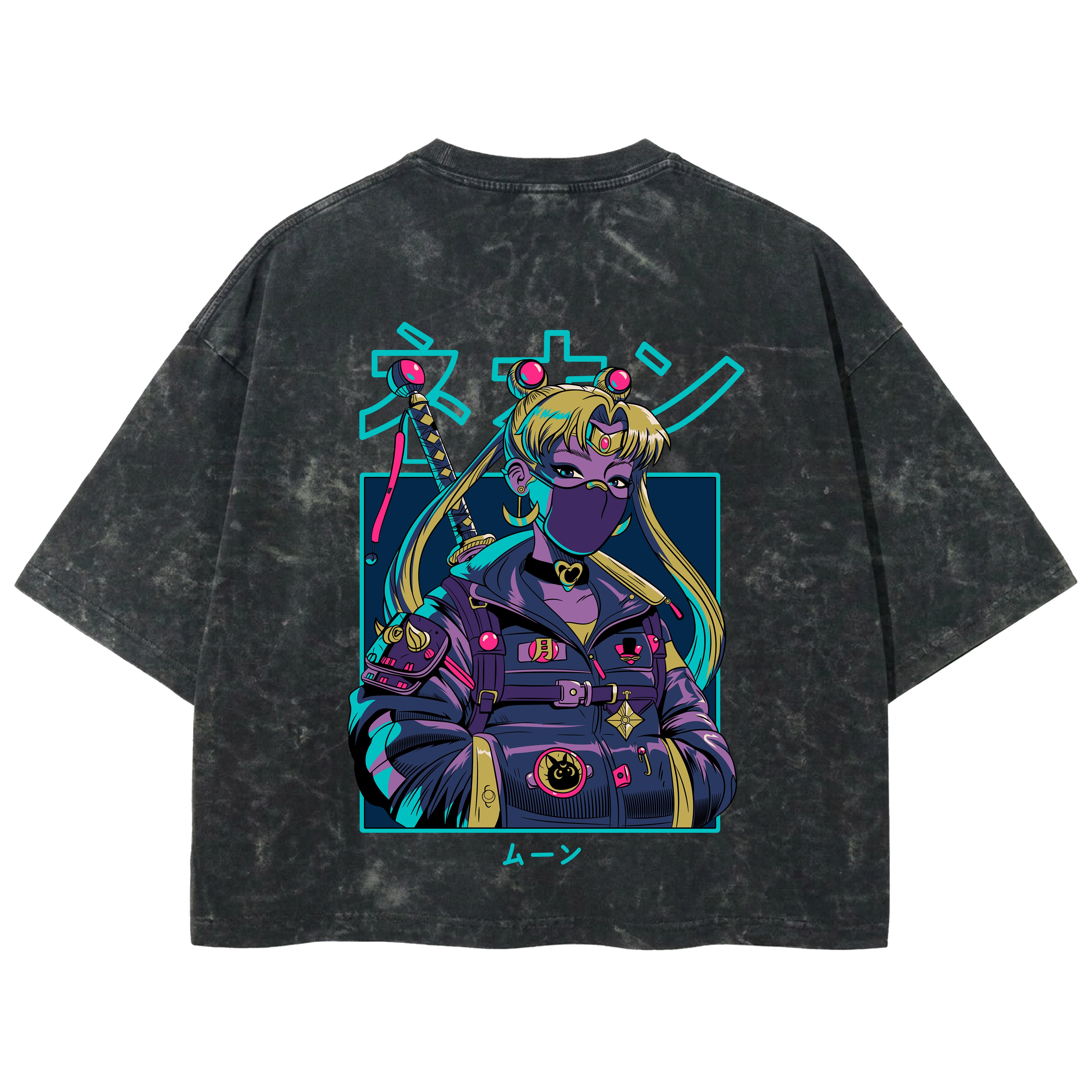 Playera streetwear premium de anime y gaming ExtraLife MX, corte boxy deluxe mineral wash heavyweight en color Acid Wash, moda urbana mexicana de culto.