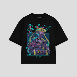 Playera streetwear premium de anime y gaming ExtraLife MX, corte oversized drop shoulder ligero y fresco en color Deep Black y Off-White, moda urbana mexicana de culto.