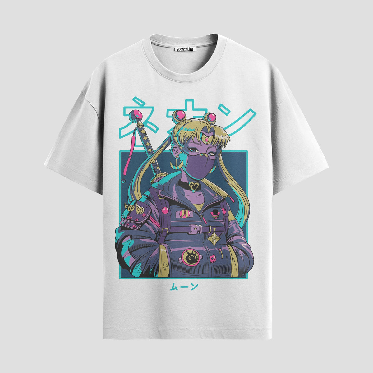 Playera urbana de anime y gaming ExtraLife MX, corte Classic Premium unisex ligero y transpirable en color Deep Black y Pure White, ropa de uso diario para gym y casual.