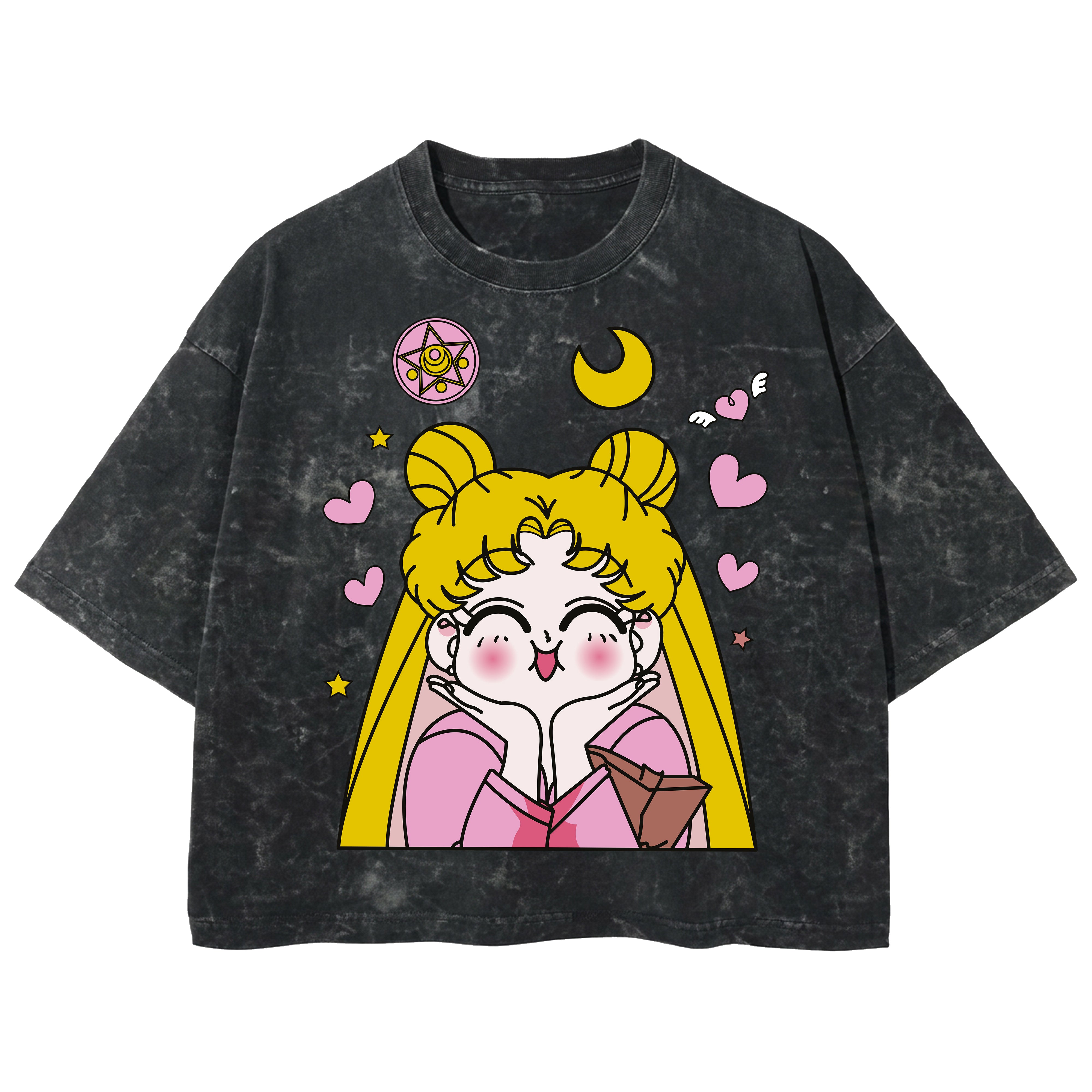 Playera streetwear premium de anime y gaming ExtraLife MX, corte boxy deluxe mineral wash heavyweight en color Acid Wash, moda urbana mexicana de culto.