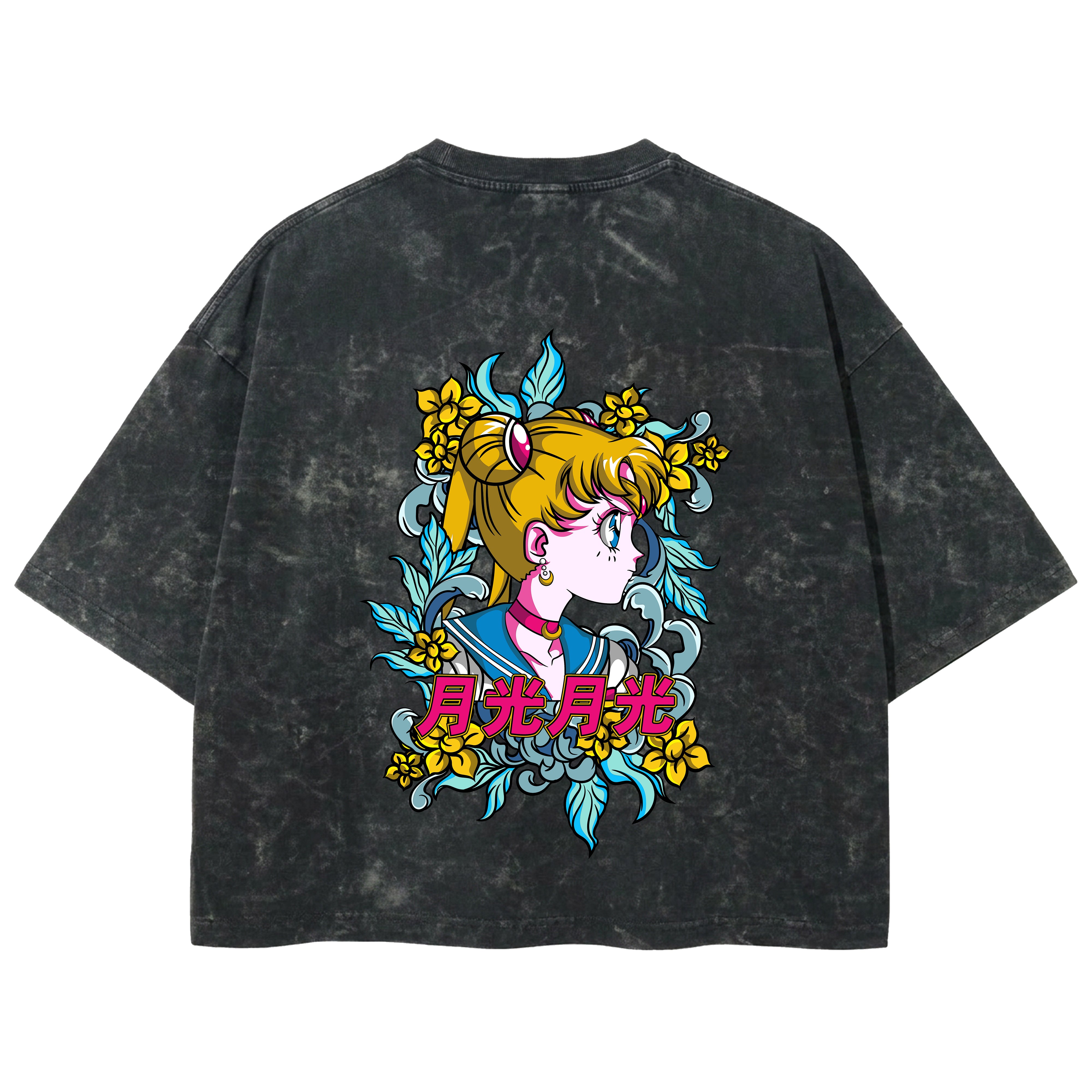 Playera streetwear premium de anime y gaming ExtraLife MX, corte boxy deluxe mineral wash heavyweight en color Acid Wash, moda urbana mexicana de culto.