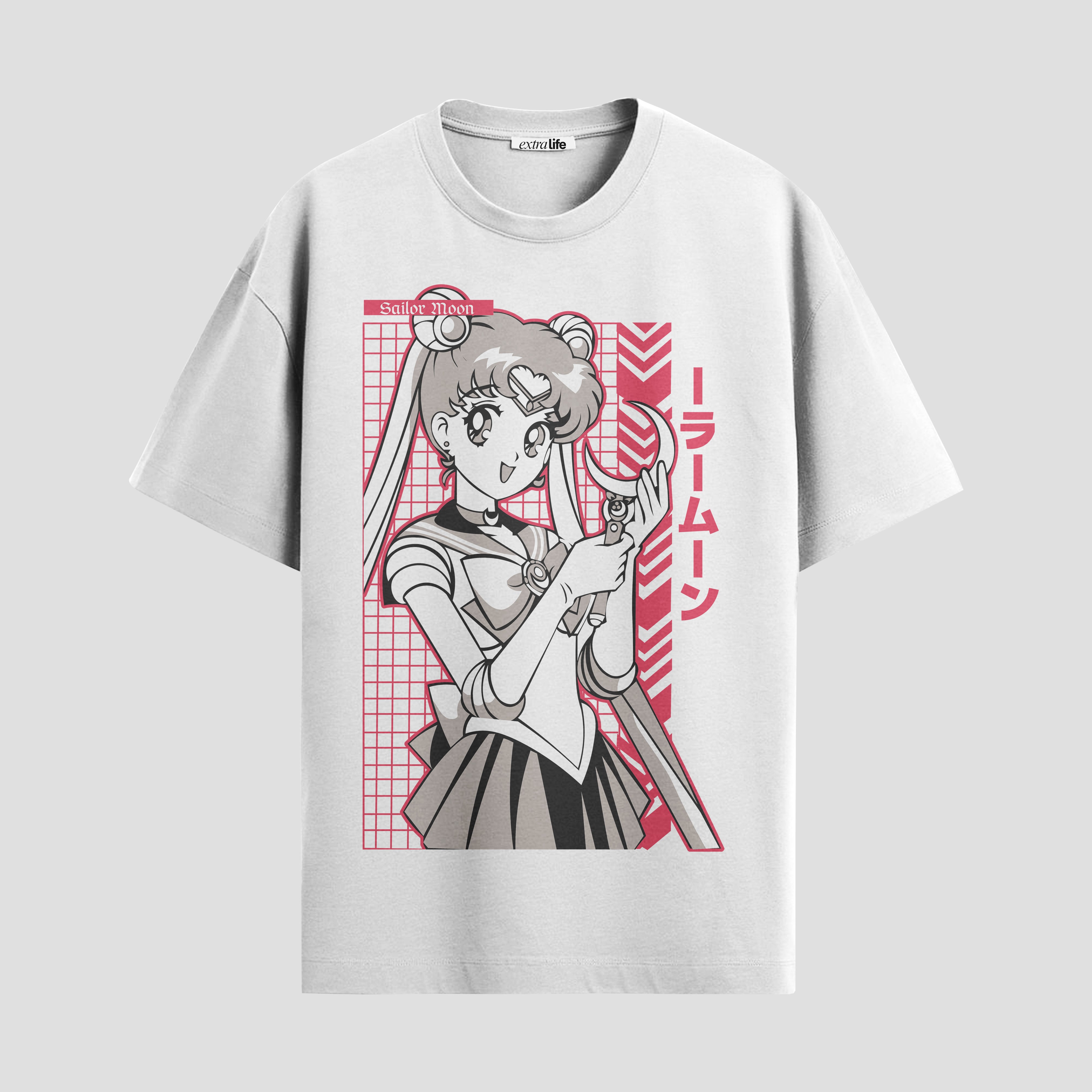 Playera urbana de anime y gaming ExtraLife MX, corte Standard Fit unisex ligero y transpirable en color Deep Black y Pure White, ropa de uso diario para gym y casual.