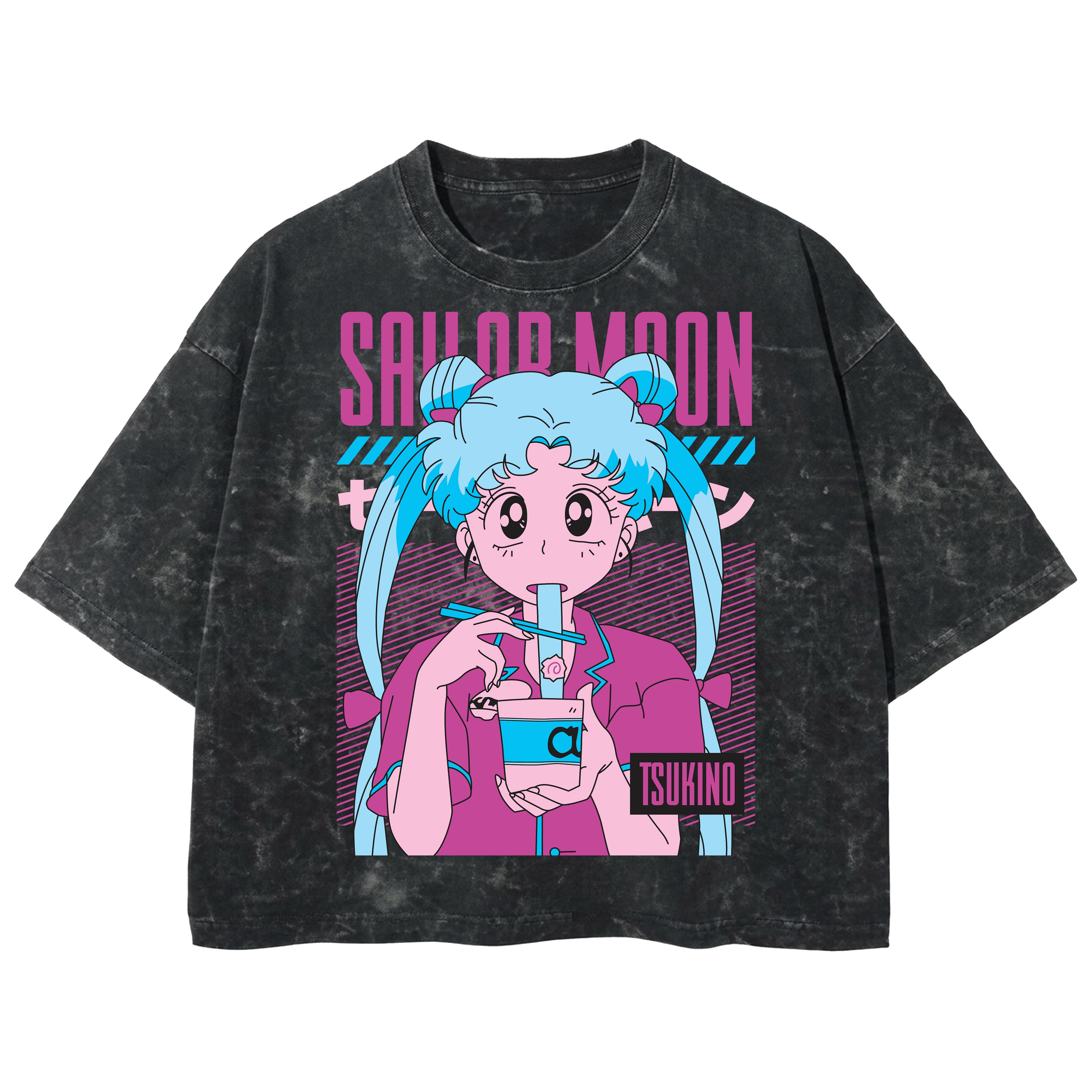 Playera streetwear premium de anime y gaming ExtraLife MX, corte boxy deluxe mineral wash heavyweight en color Acid Wash, moda urbana mexicana de culto.