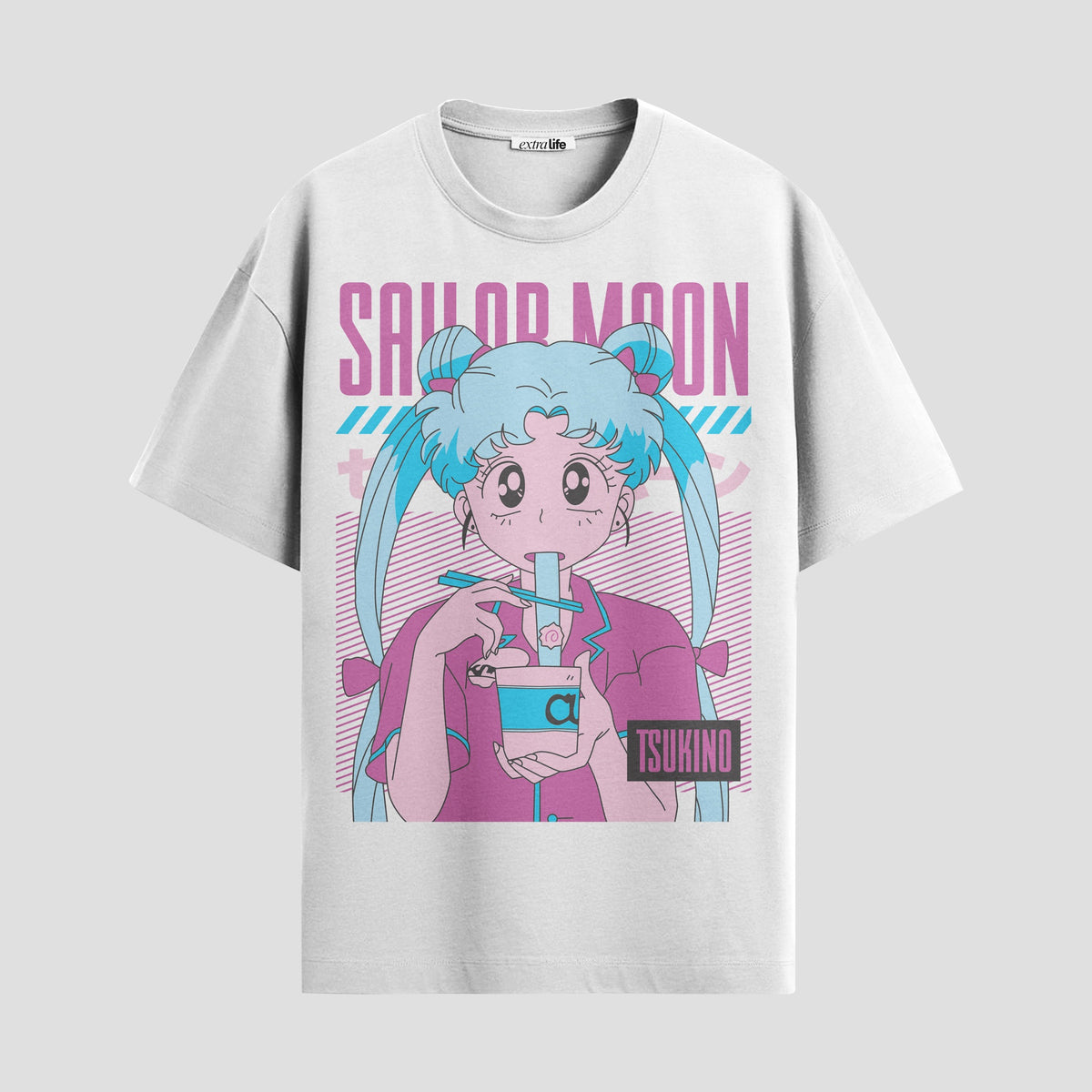 Playera urbana de anime y gaming ExtraLife MX, corte Classic Premium unisex ligero y transpirable en color Deep Black y Pure White, ropa de uso diario para gym y casual.