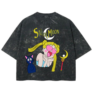 Playera streetwear premium de anime y gaming ExtraLife MX, corte boxy deluxe mineral wash heavyweight en color Acid Wash, moda urbana mexicana de culto.