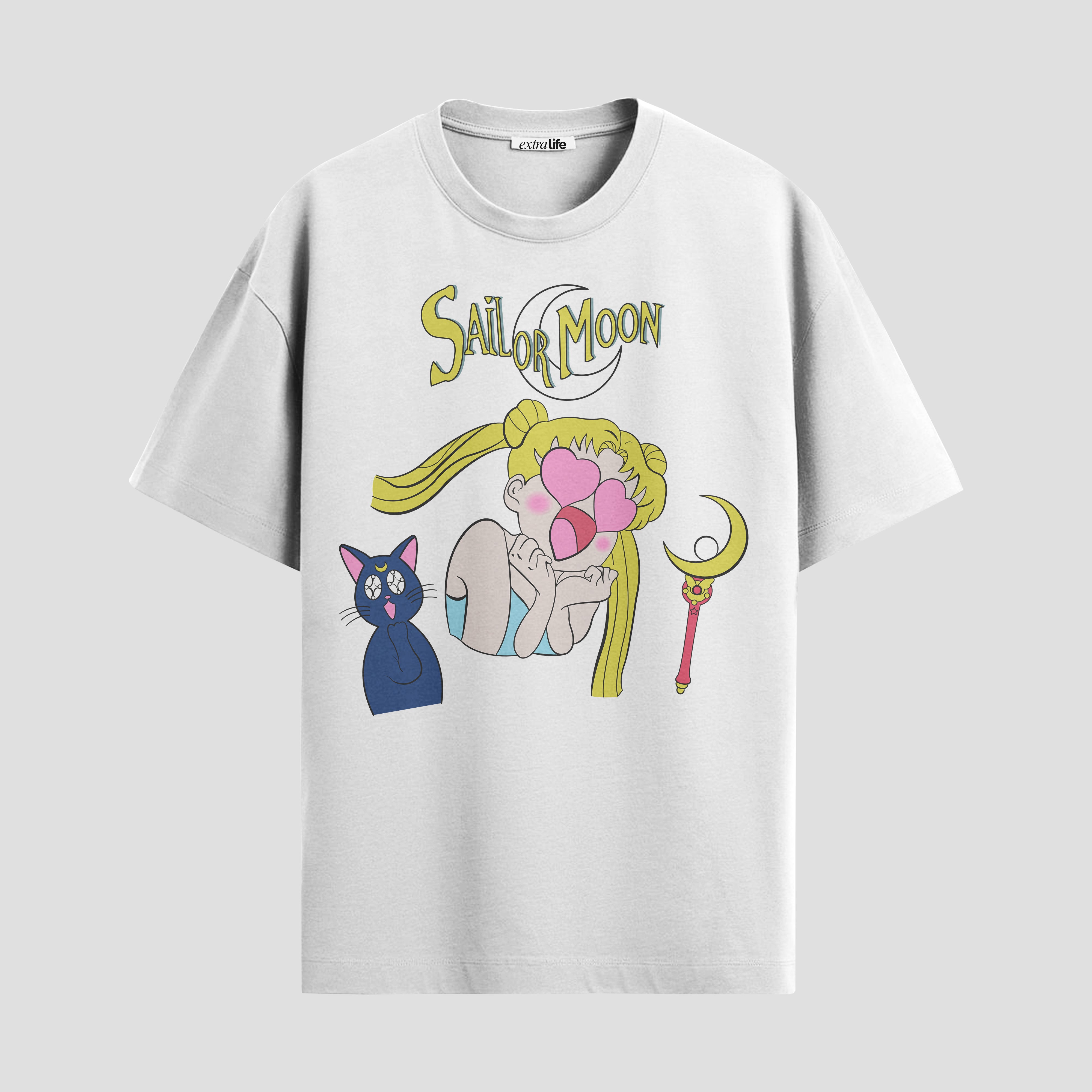 Playera urbana de anime y gaming ExtraLife MX, corte Standard Fit unisex ligero y transpirable en color Deep Black y Pure White, ropa de uso diario para gym y casual.