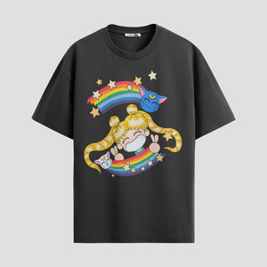 Playera urbana de anime y gaming ExtraLife MX, corte Standard Fit unisex ligero y transpirable en color Deep Black y Pure White, ropa de uso diario para gym y casual.
