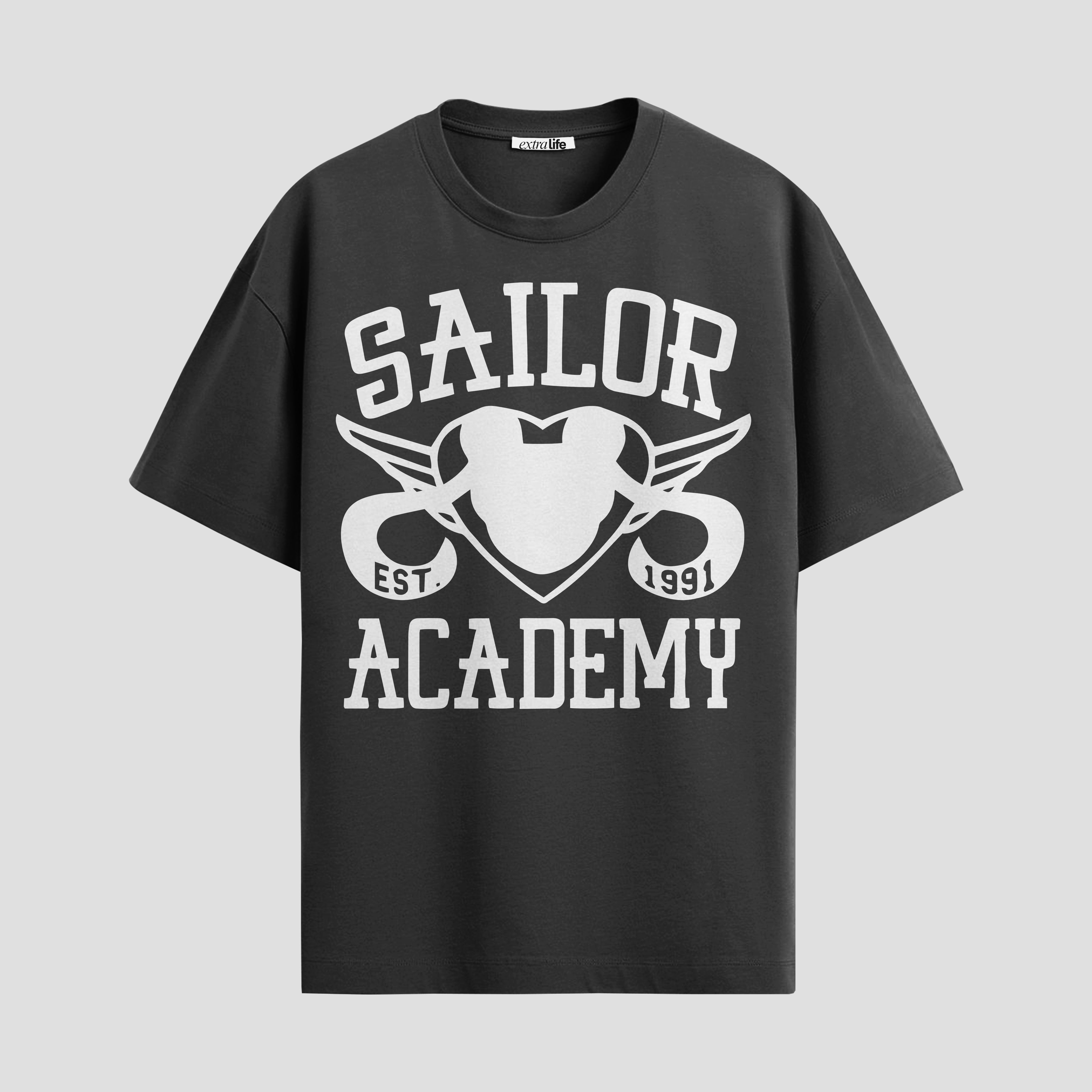 Playera urbana de anime y gaming ExtraLife MX, corte Standard Fit unisex ligero y transpirable en color Deep Black y Pure White, ropa de uso diario para gym y casual.