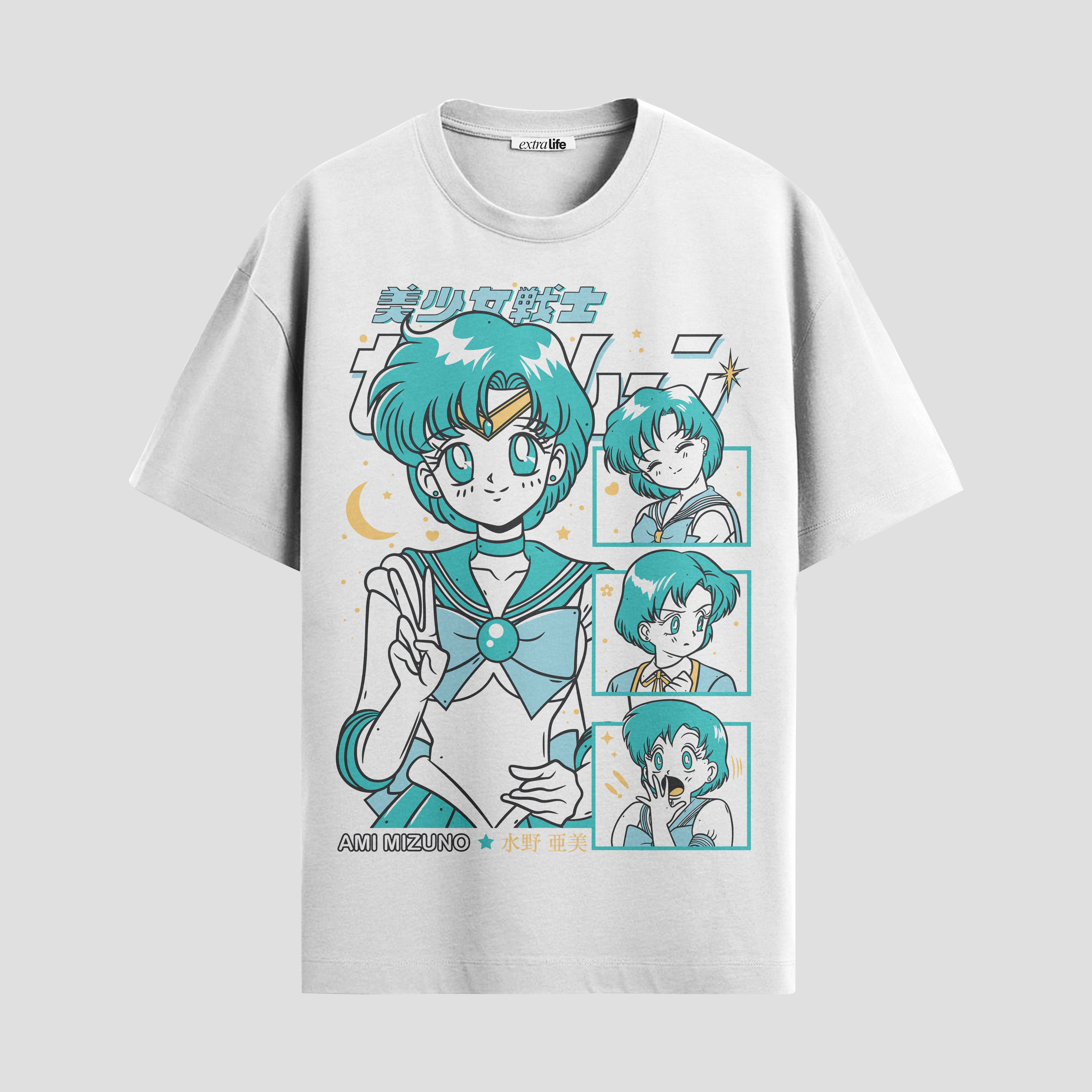 Playera urbana de anime y gaming ExtraLife MX, corte Standard Fit unisex ligero y transpirable en color Deep Black y Pure White, ropa de uso diario para gym y casual.