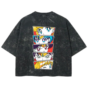 Playera streetwear premium de anime y gaming ExtraLife MX, corte boxy deluxe mineral wash heavyweight en color Acid Wash, moda urbana mexicana de culto.