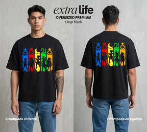 Las Guerreras del Cosmos | La Guerrera del Bien #03753 - Playera Oversized Premium | Deep Black - Foto en modelo