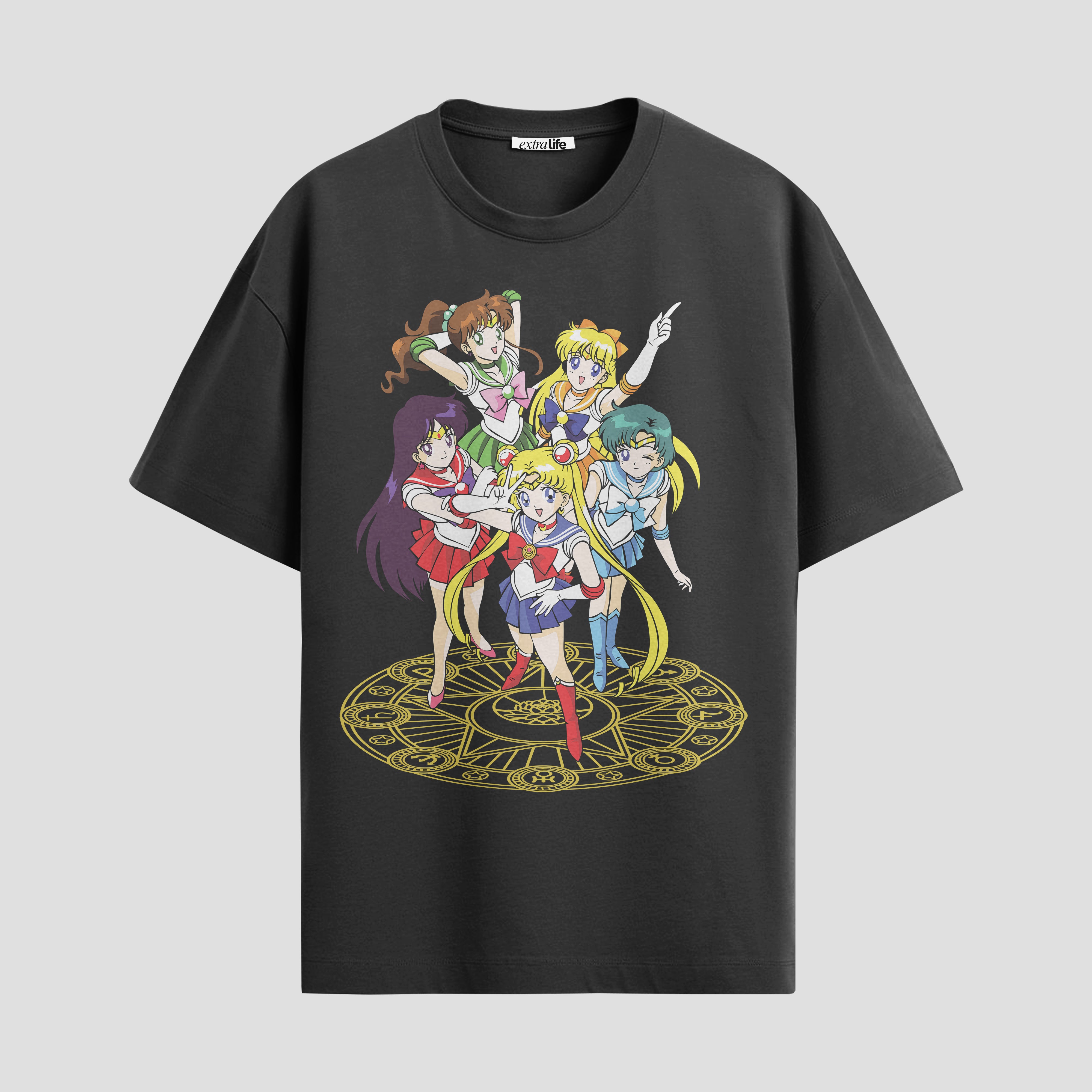 Playera urbana de anime y gaming ExtraLife MX, corte Standard Fit unisex ligero y transpirable en color Deep Black y Pure White, ropa de uso diario para gym y casual.