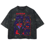 Playera streetwear premium de anime y gaming ExtraLife MX, corte boxy deluxe mineral wash heavyweight en color Acid Wash, moda urbana mexicana de culto.