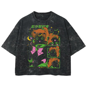 Playera streetwear premium de anime y gaming ExtraLife MX, corte boxy deluxe mineral wash heavyweight en color Acid Wash, moda urbana mexicana de culto.